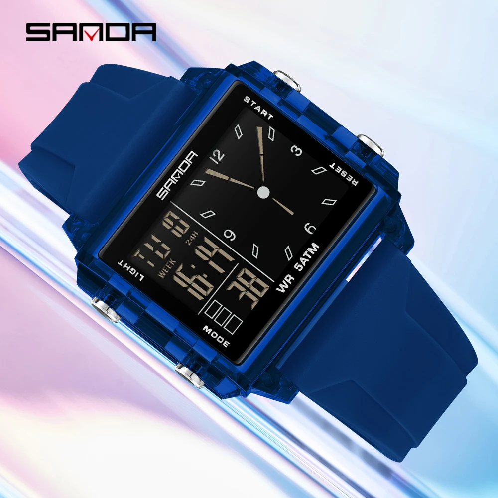 SANDA 6273 Fashion Electronic Watches for Man Luminous Calendar Waterproof Clock Outdoor Sports Casual Ladies Digital Wristwatch