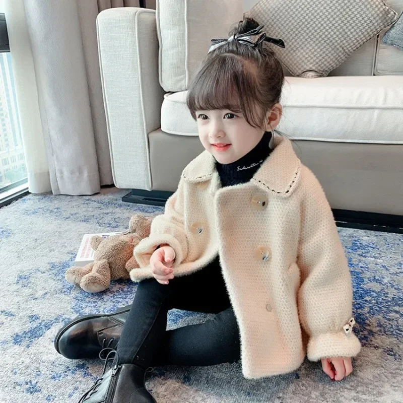 

Girls Kids Coat Jacket Overcoat Cotton 2023 Stylish Warm Plus Thicken Velvet Winter Sports Teenager School Children's Clothing