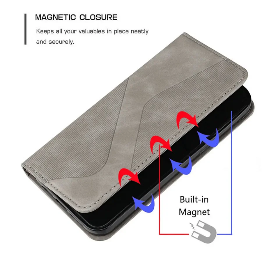 Carteira de Textura de Couro Ímã Capa do Livro Flip Case para Xiaomi Poco x5 Pro 5g C65 x3 x4 m3 m4 Pro x Nfc M5s x5 Coque - Image 4