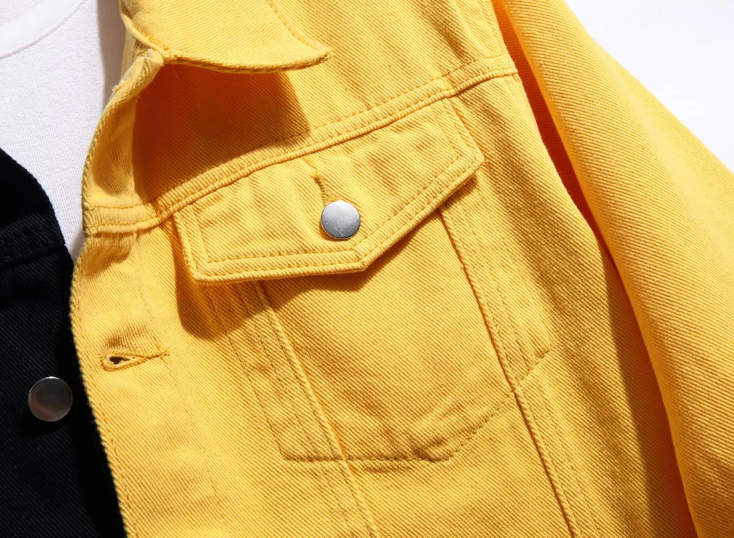 Amazon.com: Women's Basic Solid Color Button Down Denim Cotton Jacket with  Pockets Denim Jacket Denim Jacket and Jeans (Yellow, XXL) : Clothing, Shoes  & Jewelry