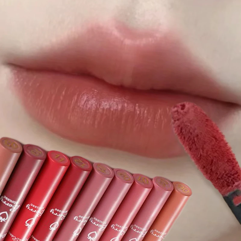 여성용 벨벳 매트 립스틱, 딥 컵 없음, 방수 립살브 화장품, 들러붙지 않는 액체 립스틱, 메이크업 립 글로스, 입술 미용 