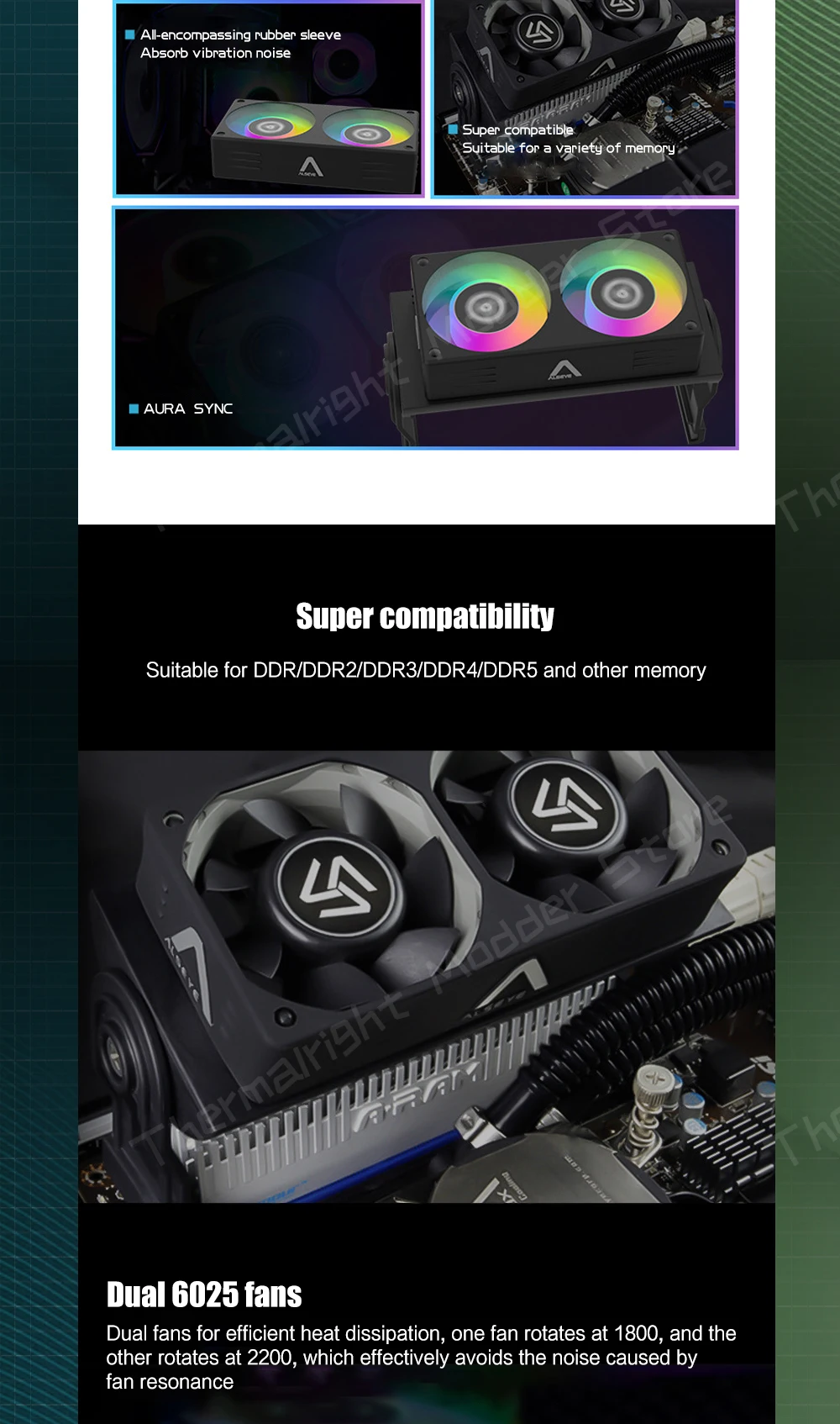 ALSEYE-RAM Dissipador Radiador 5V 3Pin ARGB PC