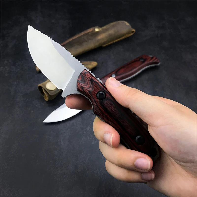 

15002 15017 Fixed Blade Knife CPM-S30V Steel Rosewood Handle Leather Sheath Military Tactical Camping Hunting Multitool