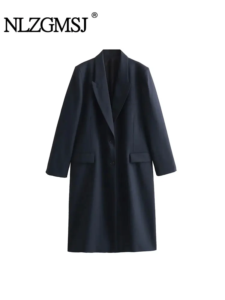 

Nlzgmsj TRAF Winter Coat For Women Simple Style Woolen Coat Warm Elegant Woman Long Coats 2023 Ladies Overcoat