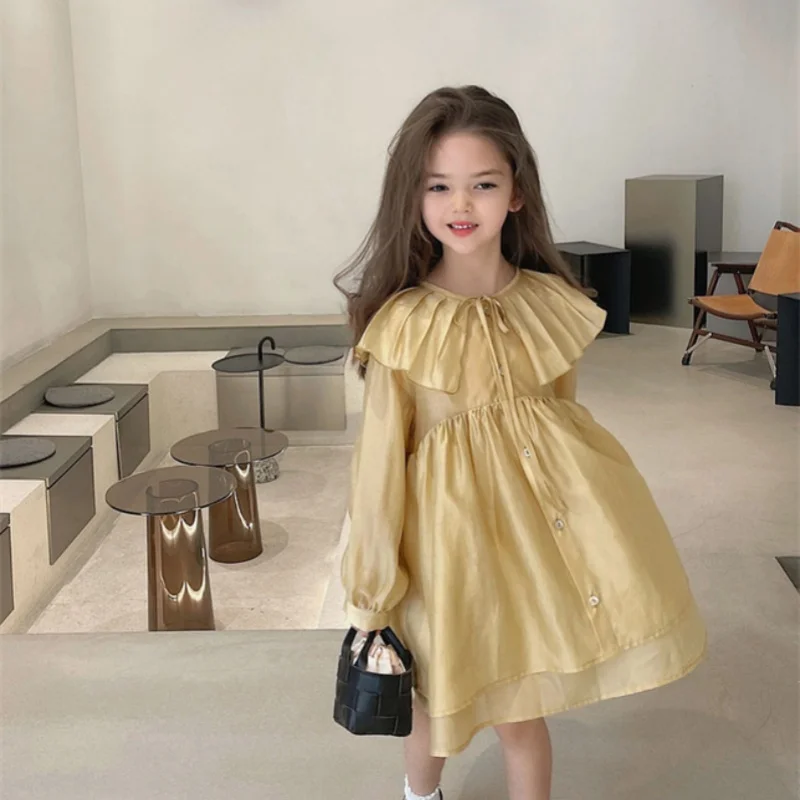 

Girl Dress Kids Party Birthday Evening Gown Cotton 2024 Popular Spring Summer Performance Teenagers Flower Girl Dress Children C