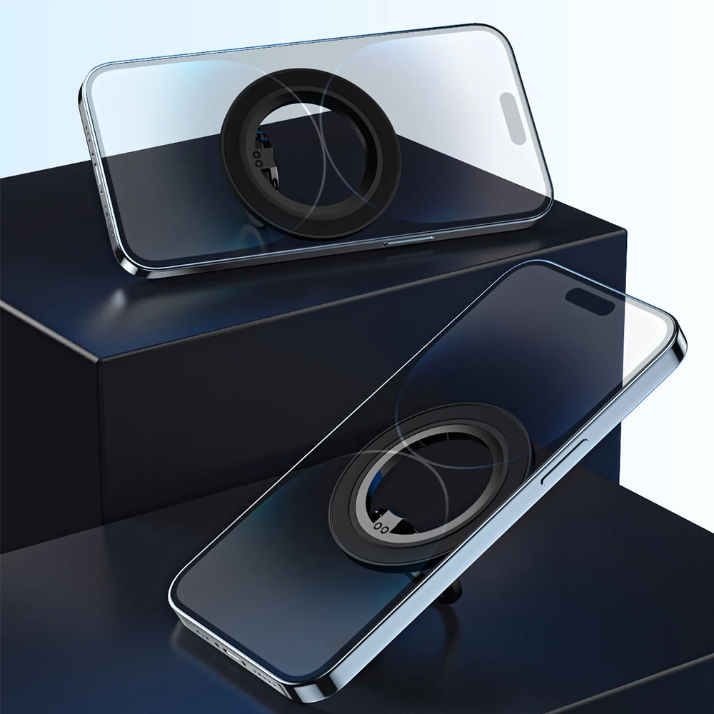 Revolving Magnetic Phone Ring Holder with Kickstand and Grip