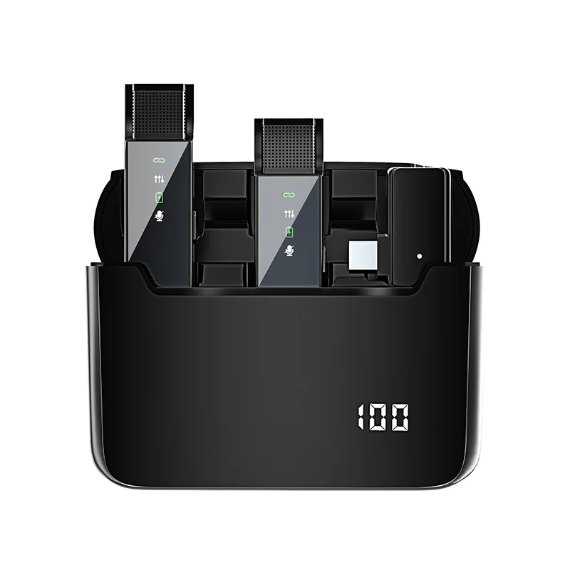 Microfono Wireless Lavalier Mini Radio Mic Riduzione Del Rumore Microfono Inalambrico Profesional Con Custodia Di Ricarica
