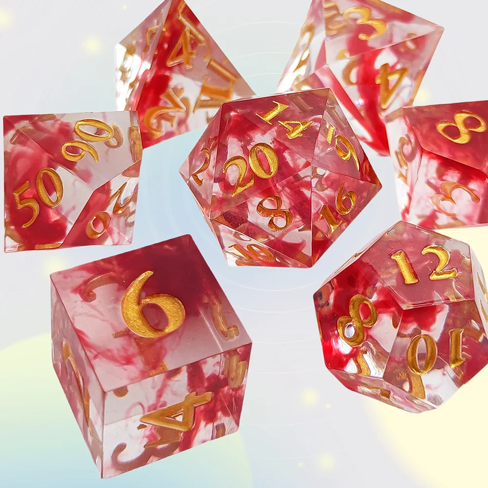 

Red Color Resin Dice Sharp Edge Polyhedral DND Dice D+D Dice Set For Dungeon and Dragon Pathfinder Role Playing Game(RPG)/MTG