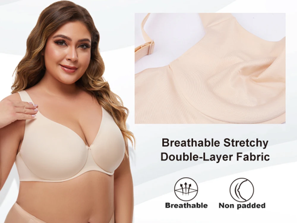 Plus Size Underwire Minimizer Bra - Seamless Full Coverage Comfort