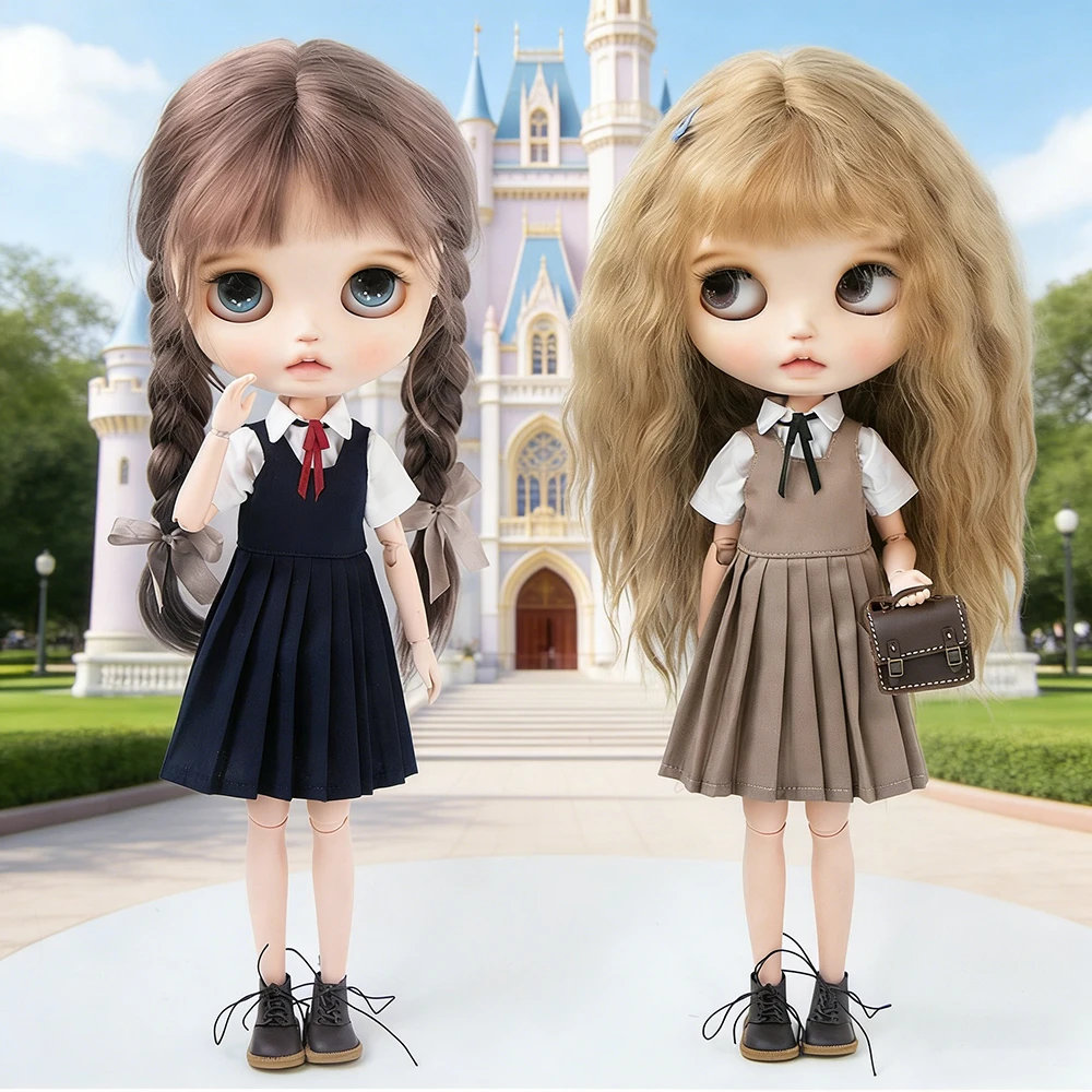 Blyth Doll Clothes BJD Dress School Uniform Plaid Dress Kawaii JK Style Outfit for OB24 YMY Licca Azone Fashion Doll Accessories