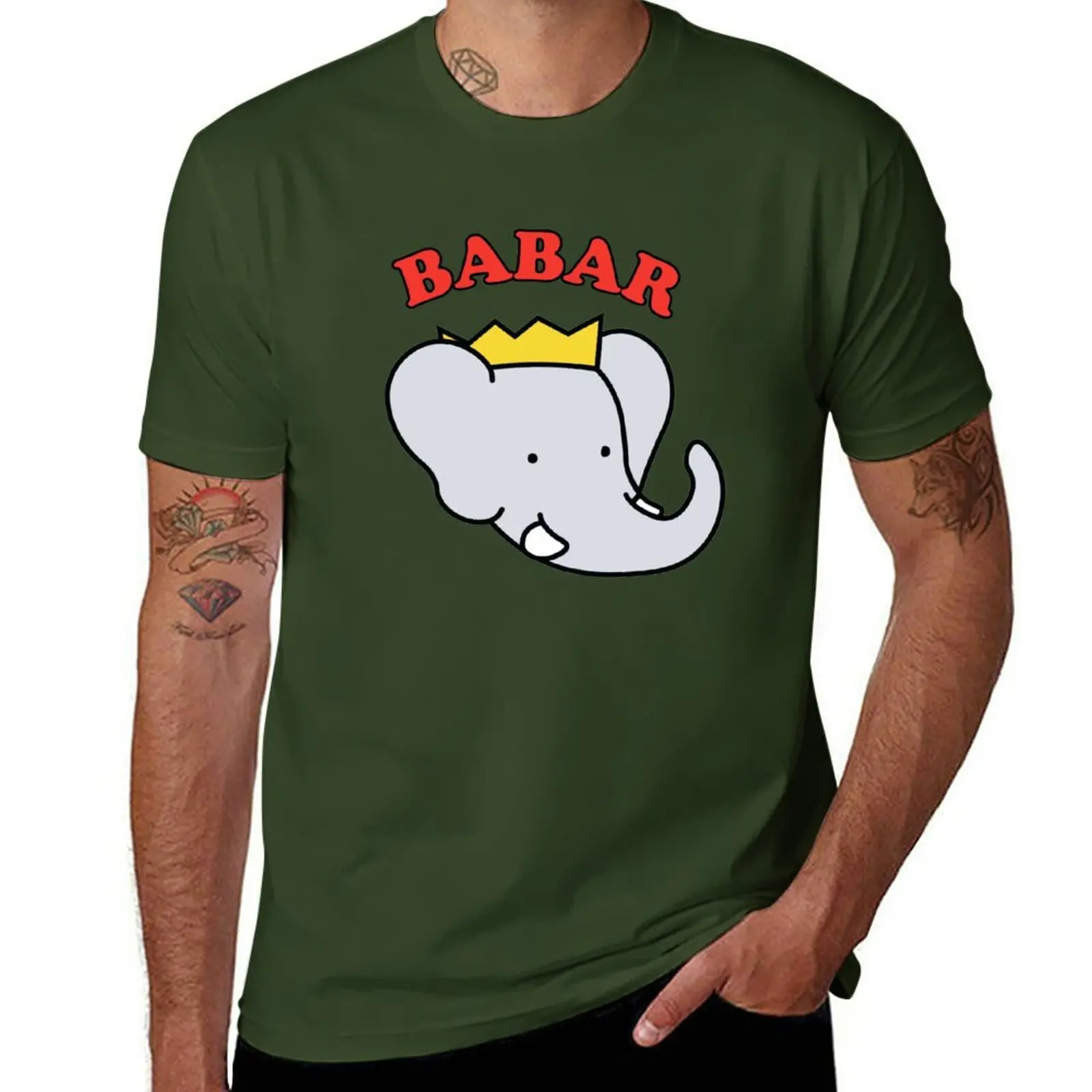 New Babar T-Shirt Magliette Personalizzate Kawaii Clothes Tees Fruit Of The Loom Magliette Da Uomo