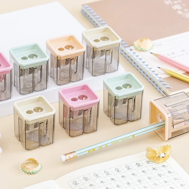 20Pcs 크리 에이 티브 더블 홀 연필 깎이 메이크업 다목적 기계 연필 깎이 사..
