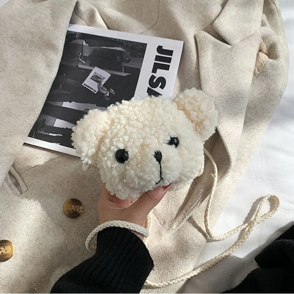 

Organizer Messenger Bag Zipper Smile Bear Handbag Smile Bear Plush Bag Diagonal Women Bag Plush Bear Shoulder Bag Plush Purses