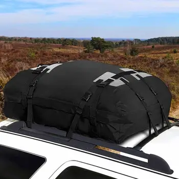 Car Rooftop Cargo Carrier Bag 15 Cubic Feet Car Cargo Roof Bag In Foldable Design 600D Oxford Cloth Waterproof Soft Car Roof Bag 1