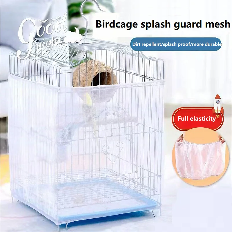Mesh Bird Cage Cover Skirt Net - Stretchy Easy Cleaning Catcher Guard Parrot Bird Cage Net Jaula Para Pajaros NLZ01_voghion.com