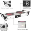 Turkewood electric stove, dual infrared ceramic heating plate cooking, two controlled range burners 3