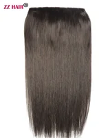 ZZHAIR Extensions de cheveux humains brésiliens 100% Remy, 16 "-26", 1 pièce, 100g-200g, 5 clips, lisses naturels 5