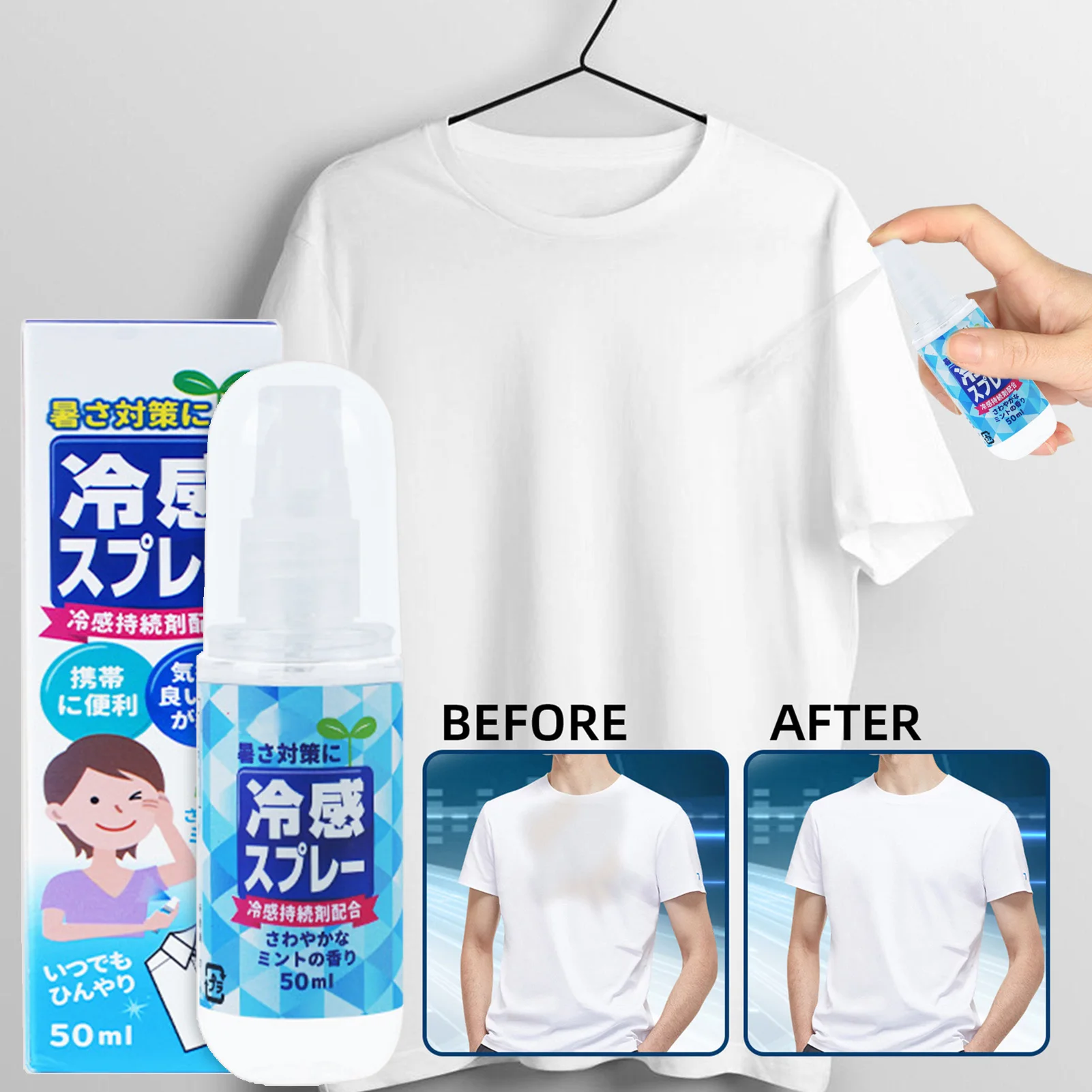 50ml Cooling Products Instant Long-Lasting Cooling Spray for Face and Body Mist