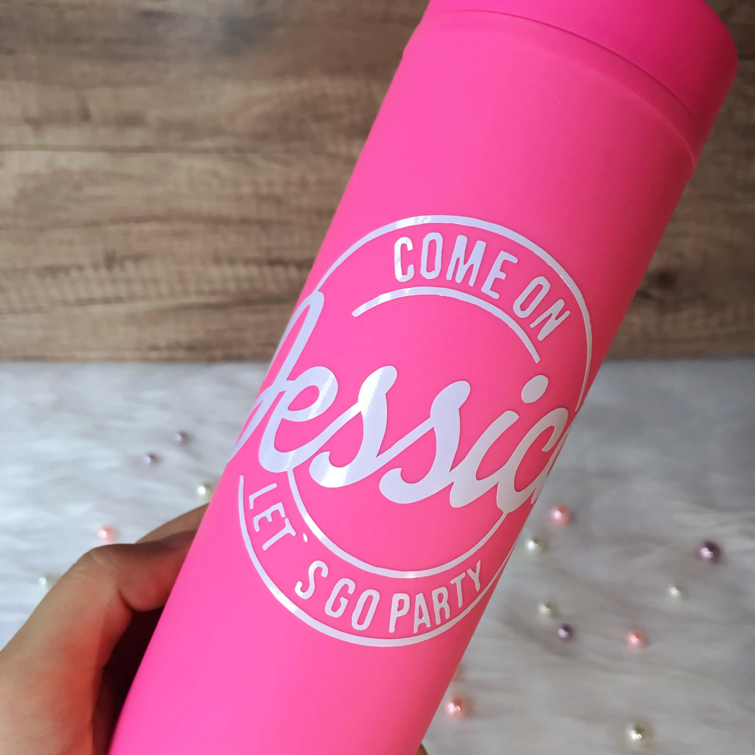 Let's Go Party Tumbler with Straw Personalize Name Hot Pink Barb Cup 16oz  BPA Free Acrylic Rubber Cute Water Bottles for Girls - AliExpress