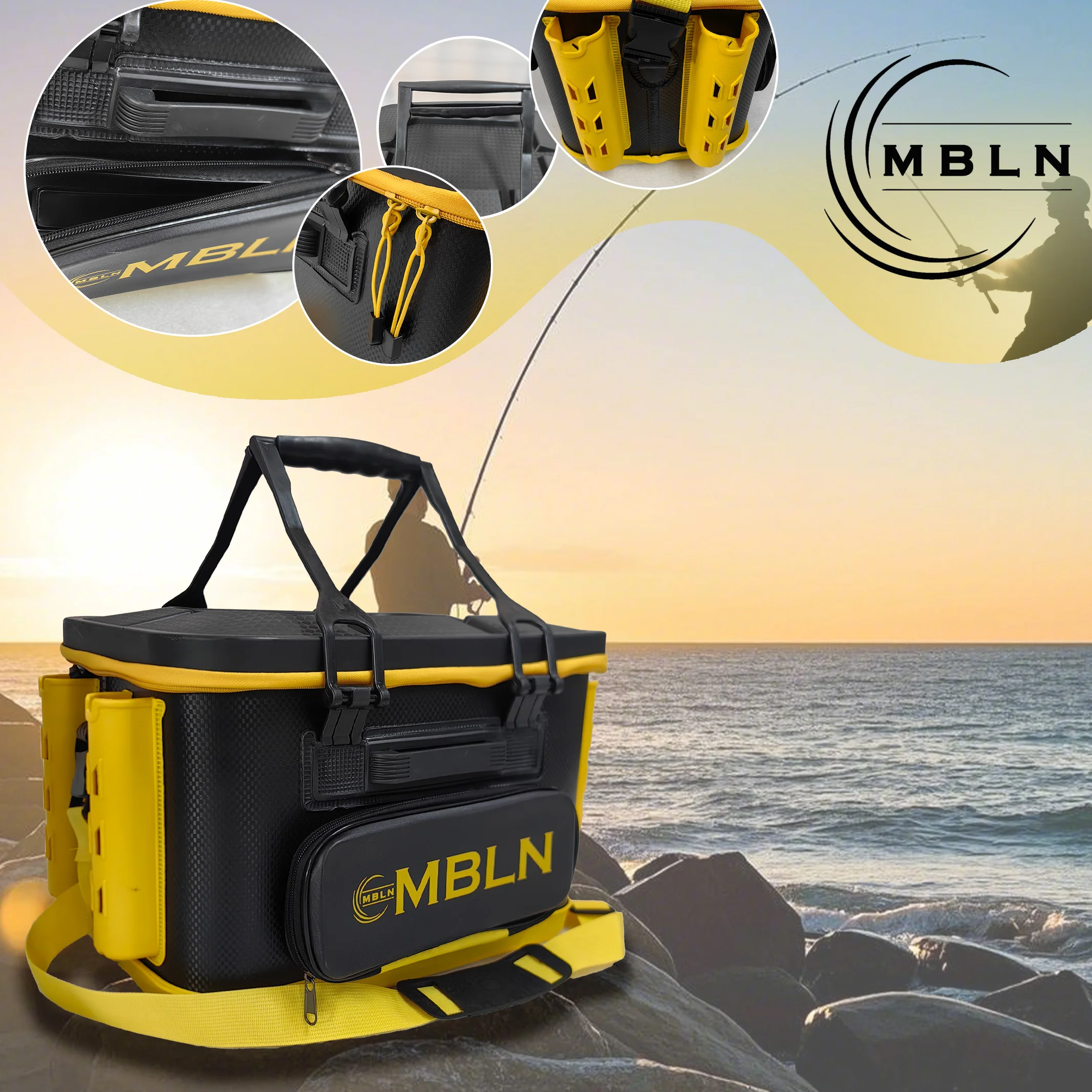 Caisse de pêche MBLN 30L portative - Supporte 70kg, transport à la main ou en bandoulière
