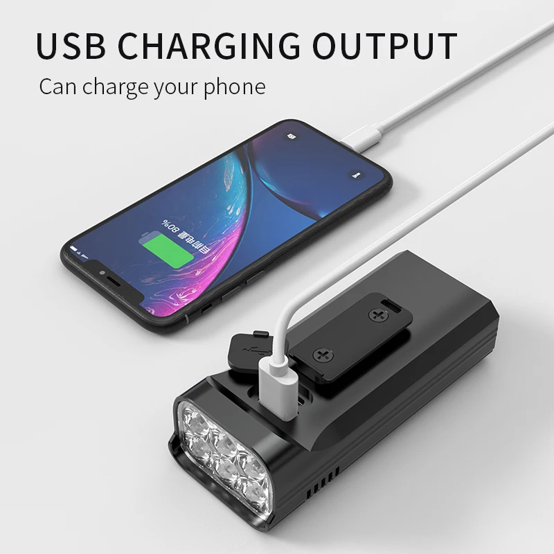 TRLIFE 8LED 자전거 라이트, USB 충전식 10000mAh 배터리, LED 자전거 헤드라이트, MTB IPX5 방수 손전등, 전면 램프