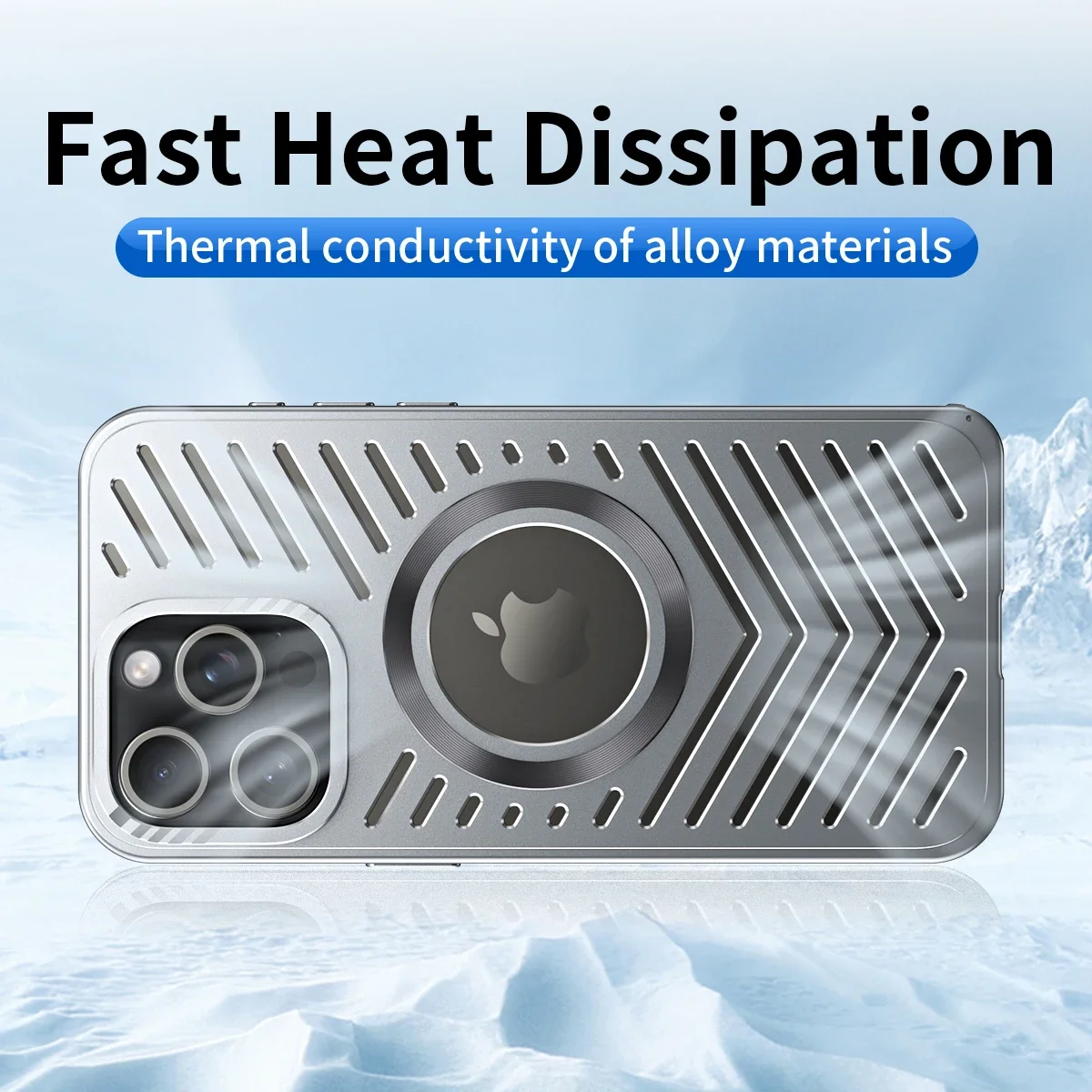 For iPhone 15 14 13 Pro Max Case magnetic MagSafe suction metal all titanium aluminum alloy cooling anti drop protective cover