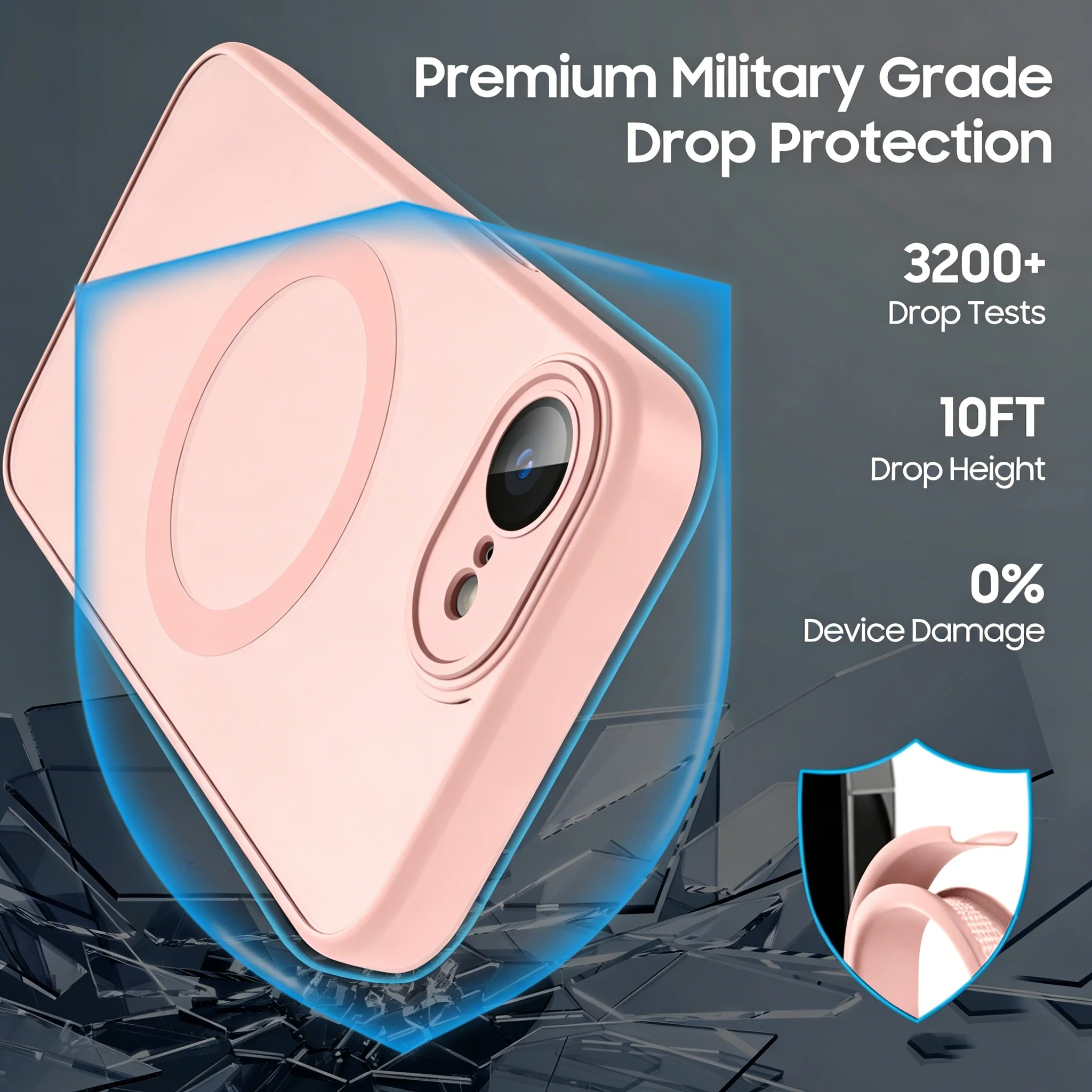 Magnetic Hybrid Shockproof Wireless Charging Case with Translucent Hard Back