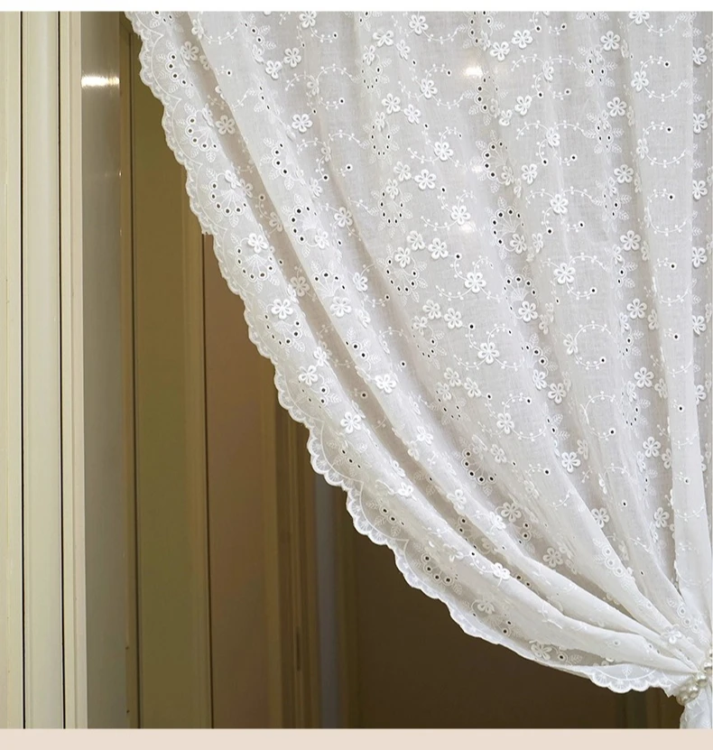 Description Picture 4 of itemLuxury American Cotton Embroidered Curtains for Living Room Door Partition Bay Window Screen Shield Window Drapes Decor