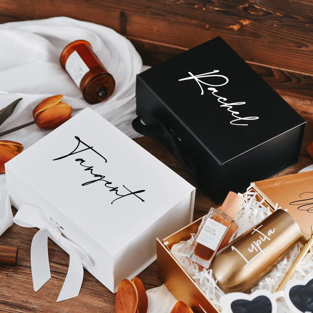 Customized Personalized Magnetic Flip Folding Ribbon Gift Box, Luxury Collapsible Cardb... - SKU MFFB1102 - UGI Packaging