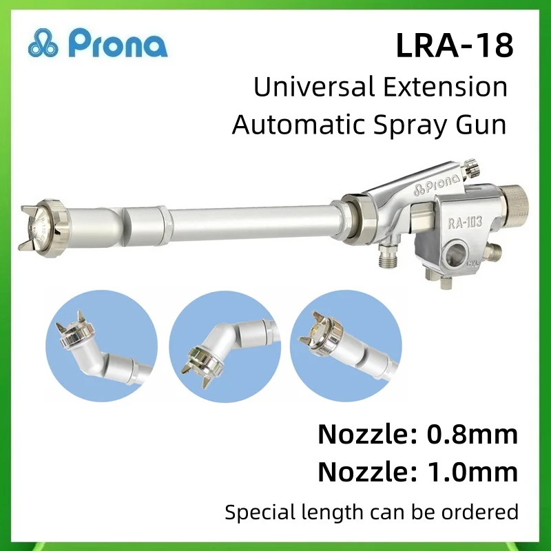 

Prona LRA-18 Universal Extension Paint Automatic Spray Gun Inner Wall Long Tube Spraying Nozzle 0.8/1.0mm Length 150/300/500mm