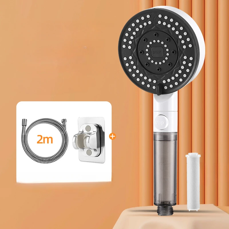 

6 Modes Filter Shower Head Anti Limestone High Pressure Rain Showerhead Water Stop Hose Support Faucet Bathroom Accessories Sets