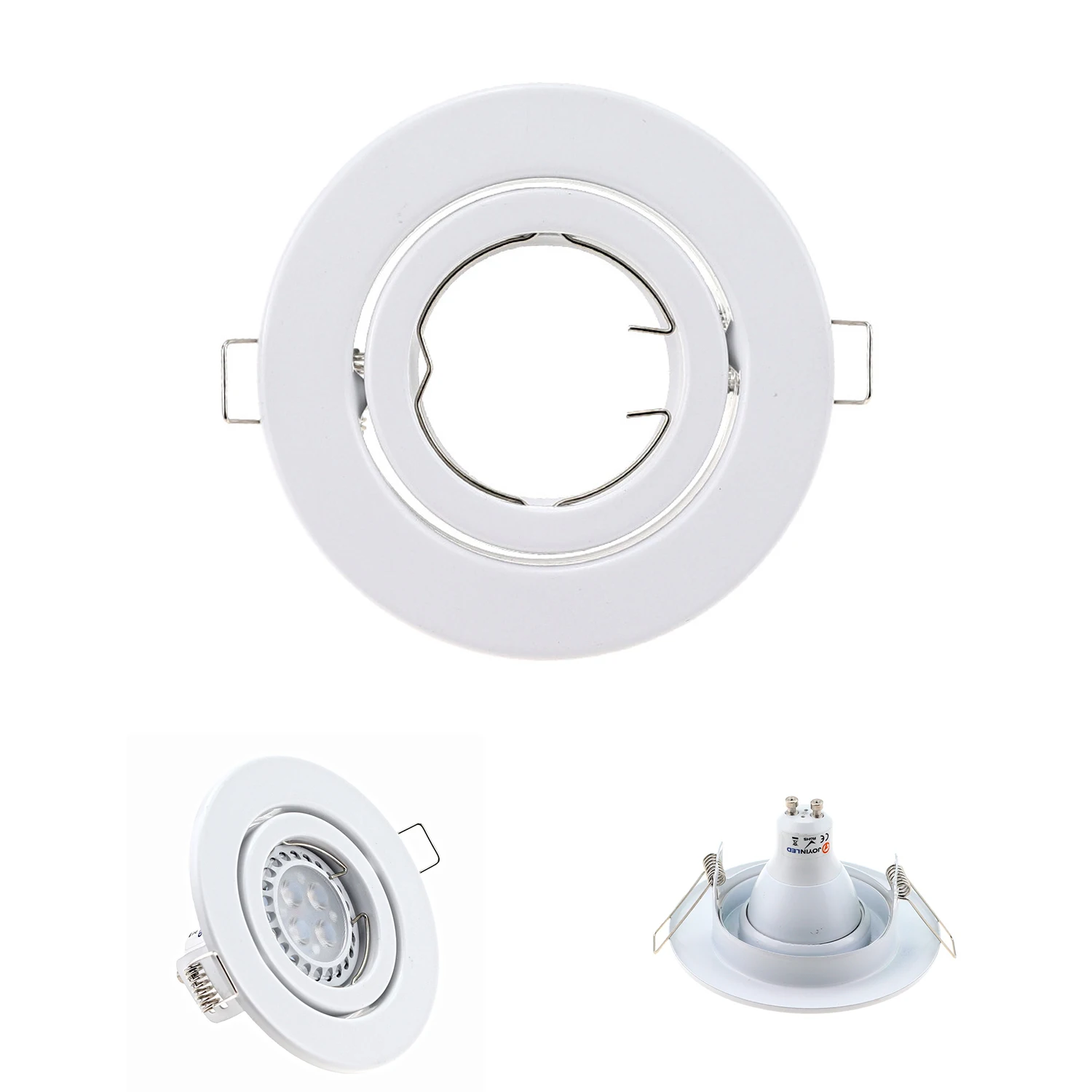 JOYINLED 흰색 원형 고정형 다운라이트 피팅 GU10 MR11 직경100mm 철제 금속 고정 프레임 천장 스포트라이트 램프 프레임