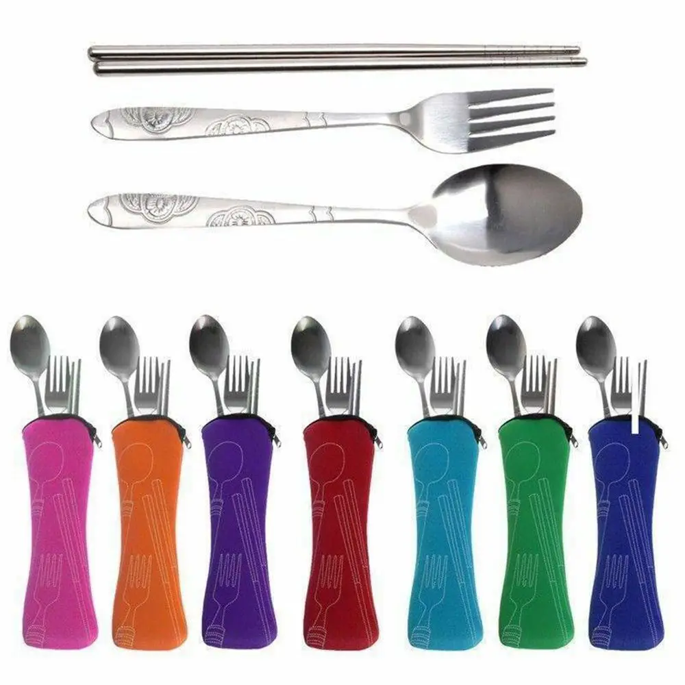 Description Picture 4 of item1PC Portable Tableware Bag with Zipper Camping Travel Cutlery Packaging Storage Box Picnic Dinnerware Chopsticks Fork Spoon Bag