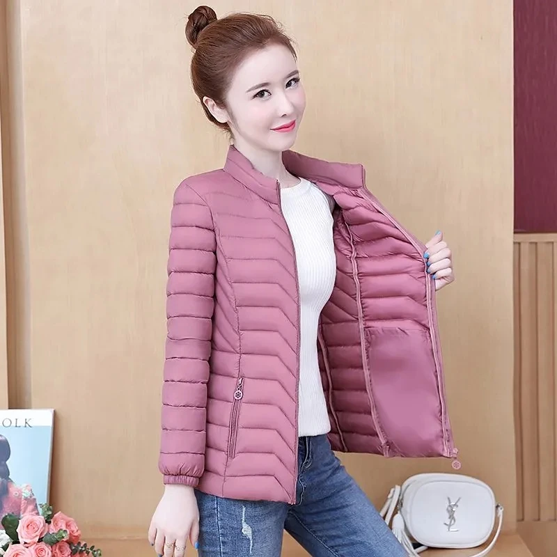 가을, 겨울을 위한 여성용 단색 캐주얼 크루넥 긴팔 맨투맨 풀오버 11 여성용 초경량 덕다운 코튼 재킷, 긴팔 따뜻한 코트, 여성 파카, 2023 가을 겨울 패션, 신상