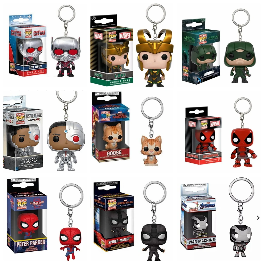 Funko Pop Captain America Inno Assistente Della Morte Dell'Uomo Spider Man Thanos Thor Portachiavi Bambola Mobile Bambola Giocattolo Bambola Giocattol