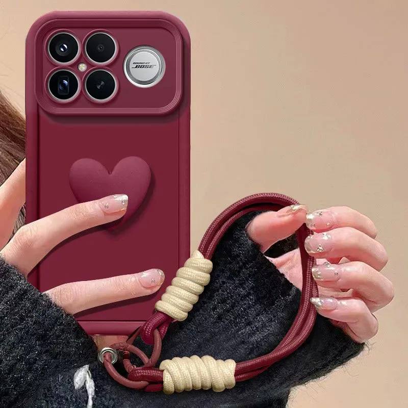 Lanyard Wrist Strap Shockproof Phone Case with Back Cover Coque