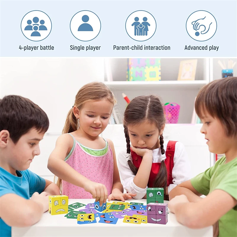 Madeira montessori expressão quebra-cabeça blocos de construção lógica  pensamento treinamento interativo diversão jogos educação infantil precoce  - AliExpress