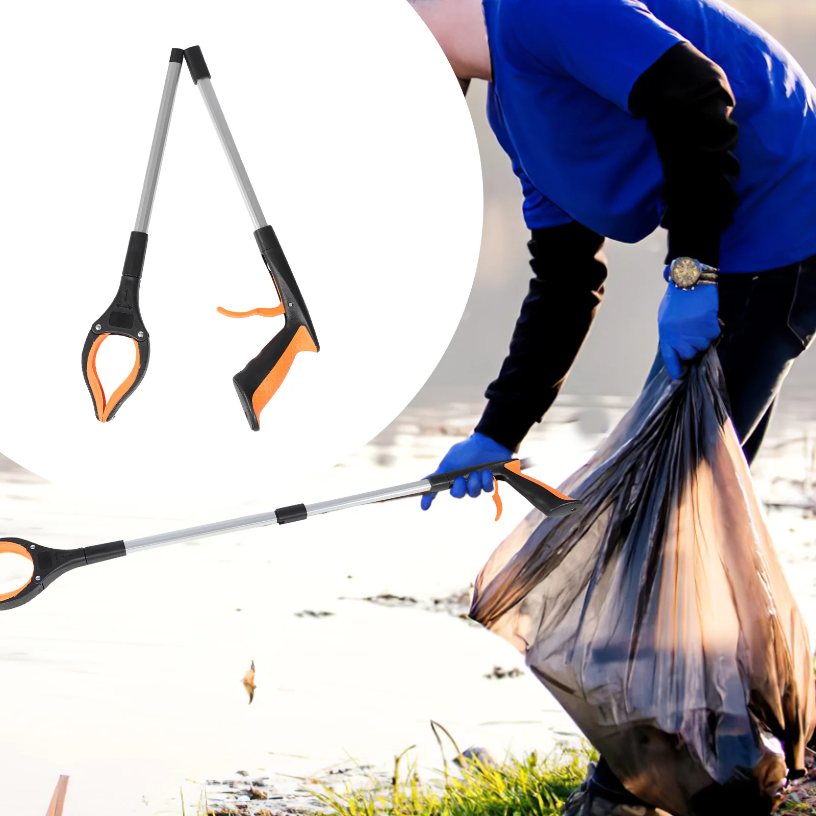 

Folding Garbage Clip Clamps Quick Litter Grabber Tool Heavy Duty Pick up Trash Durable Pincher Clips Long Picker Outdoor Cans