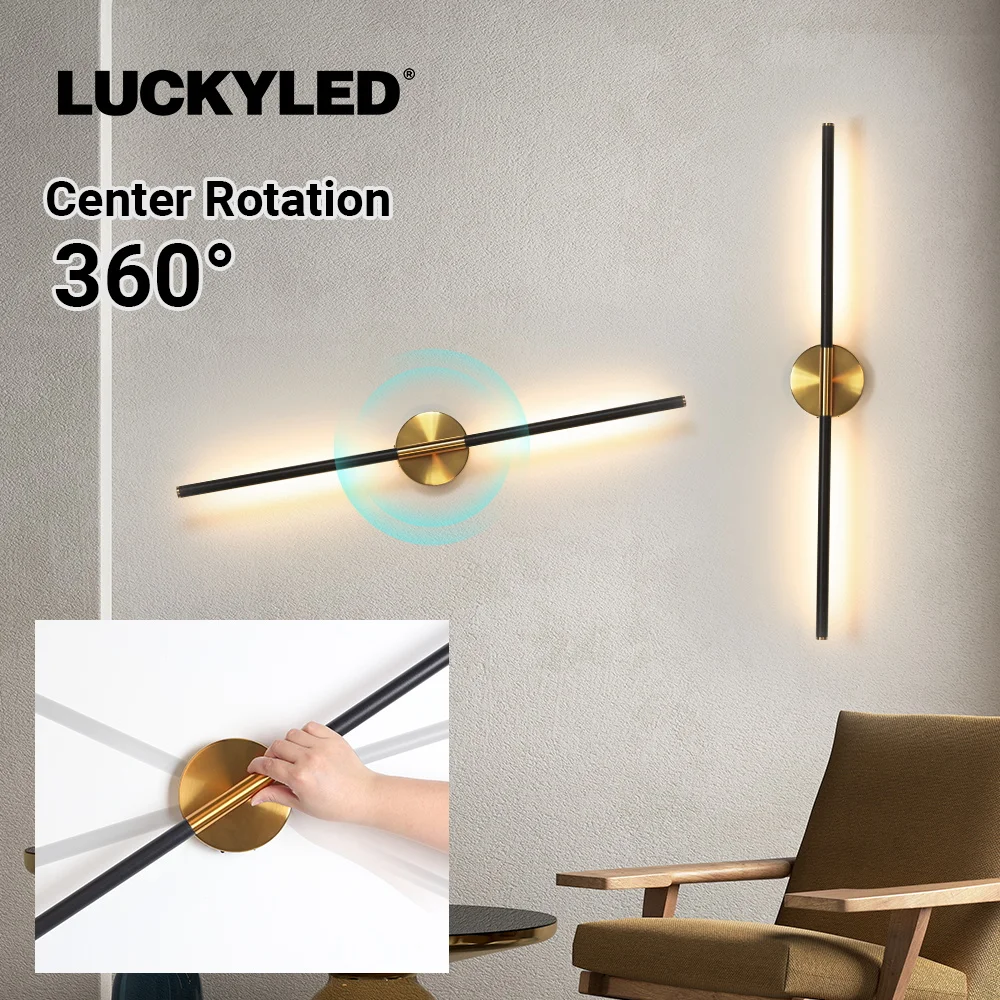 LUCKYLED Rechargeable 50/80cm Indoor Wall Lamp Gold Color Temperature Adjustable Light For Home Decoration