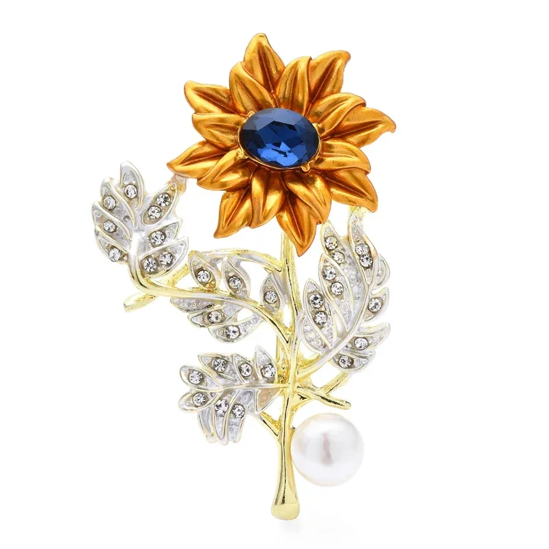 Pearl Flower Brooches For Women Unisex Rhinestone Pretty Flower Party  Office Brooch Pins Gifts