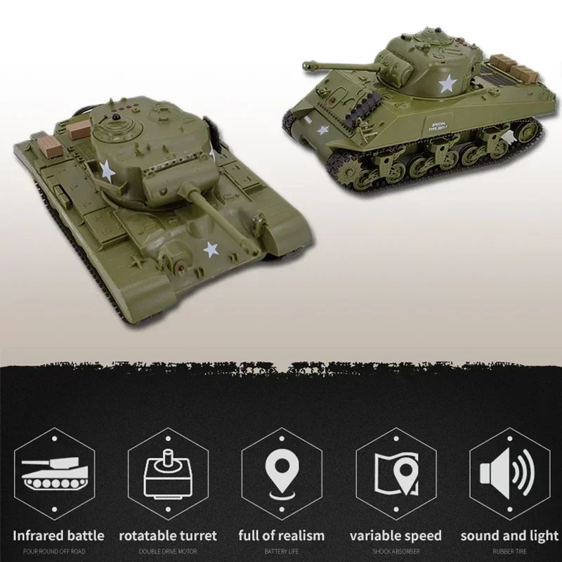 Remote Control Tank 1/30 Rc Tanks Sherman Vs Pershing Infrared Battle Tanks 2.4ghz Rc Battling Panzer Henglong Remote Control US Tank Model Kid To