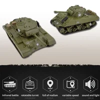 1/30 Rc Tanks Sherman Vs Pershing Infrared Battle Tanks 2.4ghz Rc Battling Panzer Henglong   Remote Control US Tank Model Kid To 1