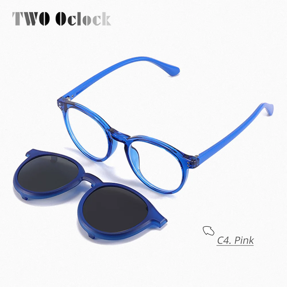 2 In 1 Kids Polarized Sunglasses Clip On Glasses Round Eyeglass Frame Girl Boy UV400 Outdoor Travel Anti Glare Spectacles Frames