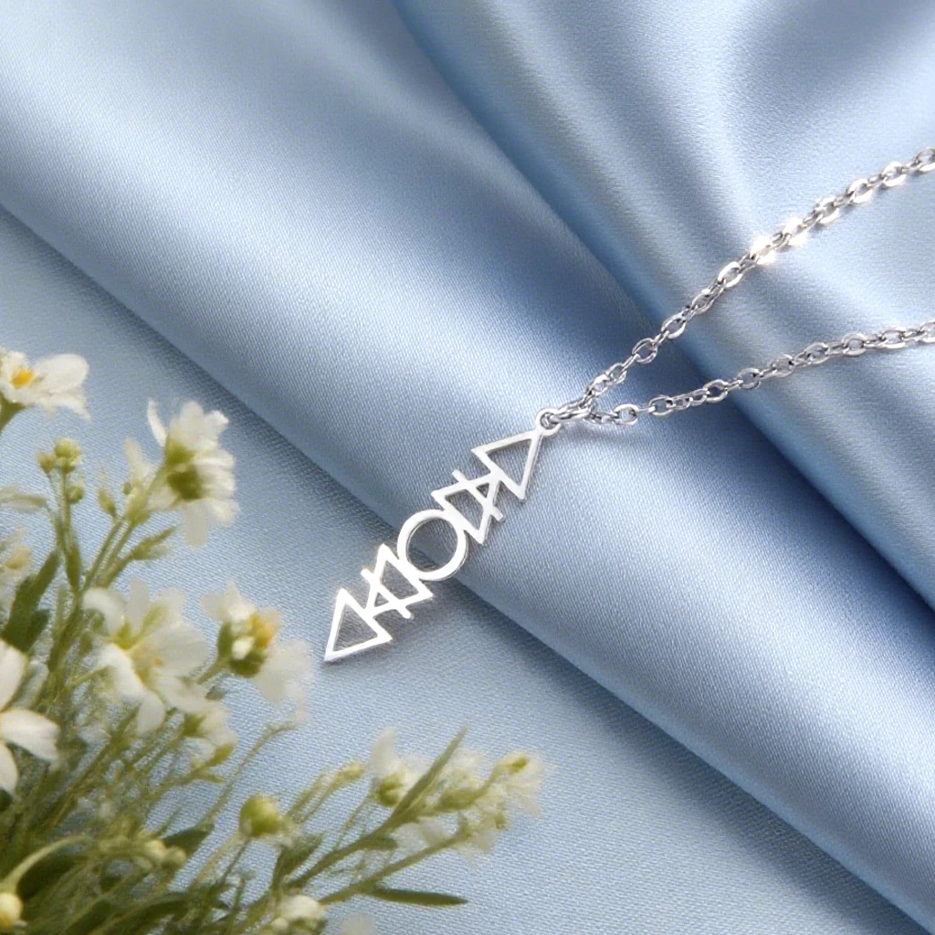 Four Elements Alchemical Necklace - Earth Air Water Fire Symbol, Stainless Steel, 3.5cm Pendant - View #10