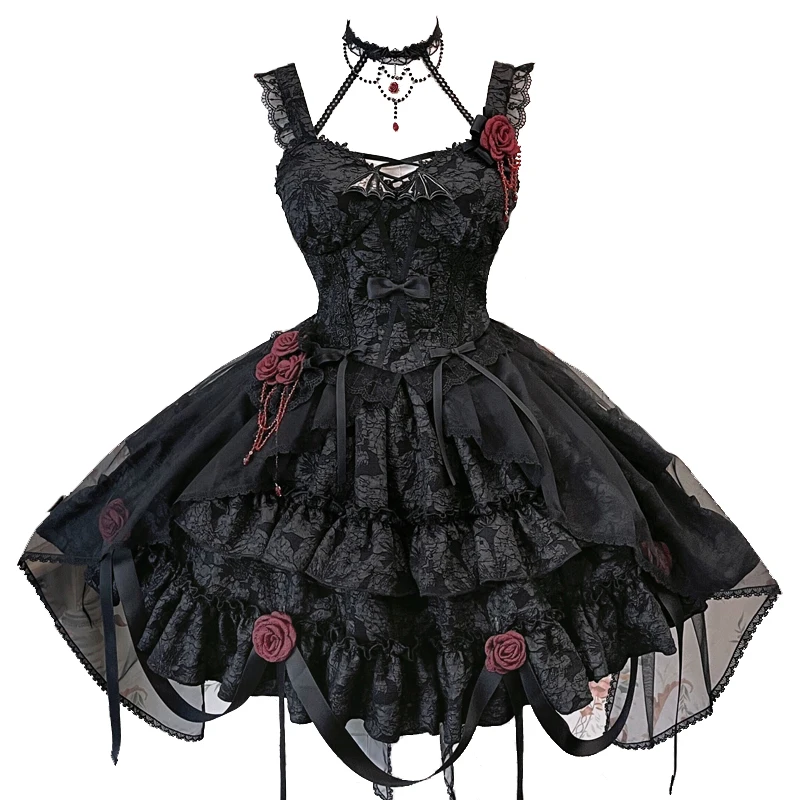 

Tears of blood rose Lolita ballet sling with overskirt two-piece dress by Alice girl