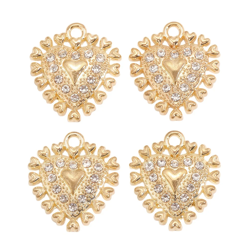 26 Stile, modische, hohle Herz-Zink-Legierung, vergoldete Anhänger für Damen-Halsketten, Party-Schmuck, handgefertigte Bastelbedarf – Detail 14