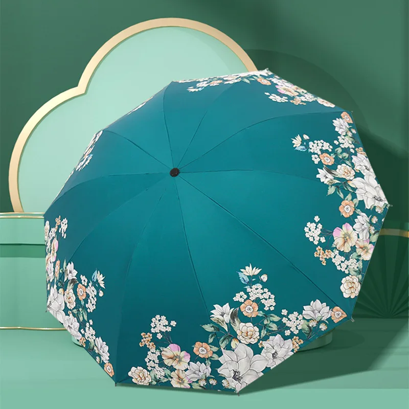 

Simple 10-bone Manual Umbrella Retro Flower Sunshade Umbrella Anti-ultraviolet Sunny Umbrella Female Sunscreen Sun Umbrella
