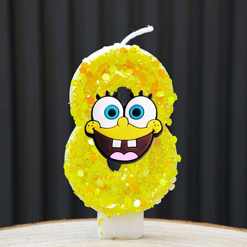 Spongebob Kerze Nummer 0-9 Fußball-Kerze Kuchendekoration Geburtstagsparty für Kinder Babyparty Deko Geschenk – Detail 9