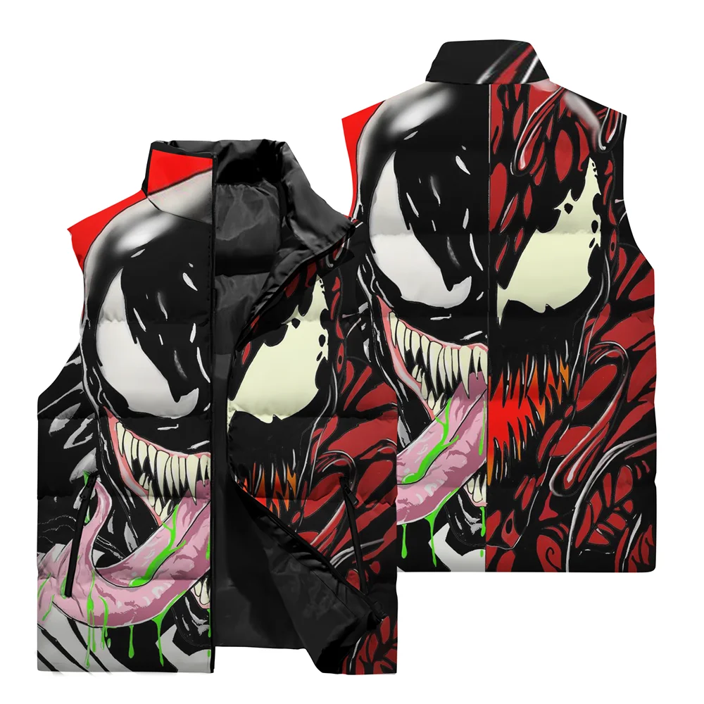 thumbnail image 2 of Chaqueta cortavientos de moda de otoño para hombre, chaqueta sin mangas con estampado 3D de superhéroe de Marvel Venom, chaleco para montar en motocicleta al aire libre para hombre, 2 of 5