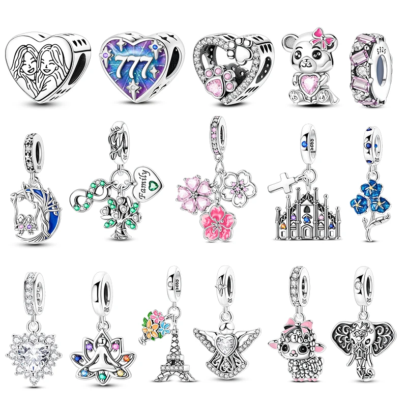 925 Sterling Silver Butterfly Dragonfly Charms Heart Cat Beads for Bracelet DIY Jewelry